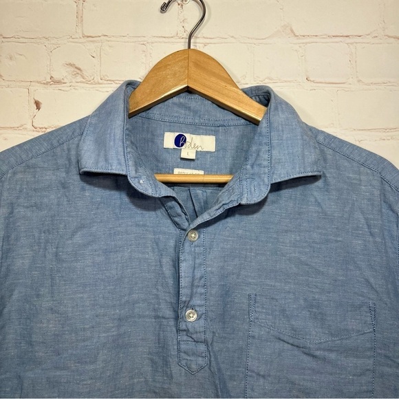 Boden Linen Polo Shirt Mens Large Blue Button Collared Regular Fit Summer - Picture 5 of 10